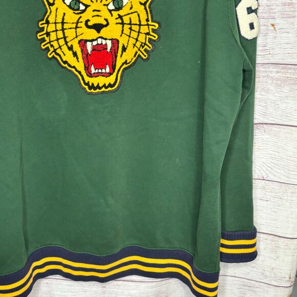 Ralph Lauren Polo Varsity Green Tiger Patch Pullover Crew Neck Sweatshirt XL - Picture 7 of 10